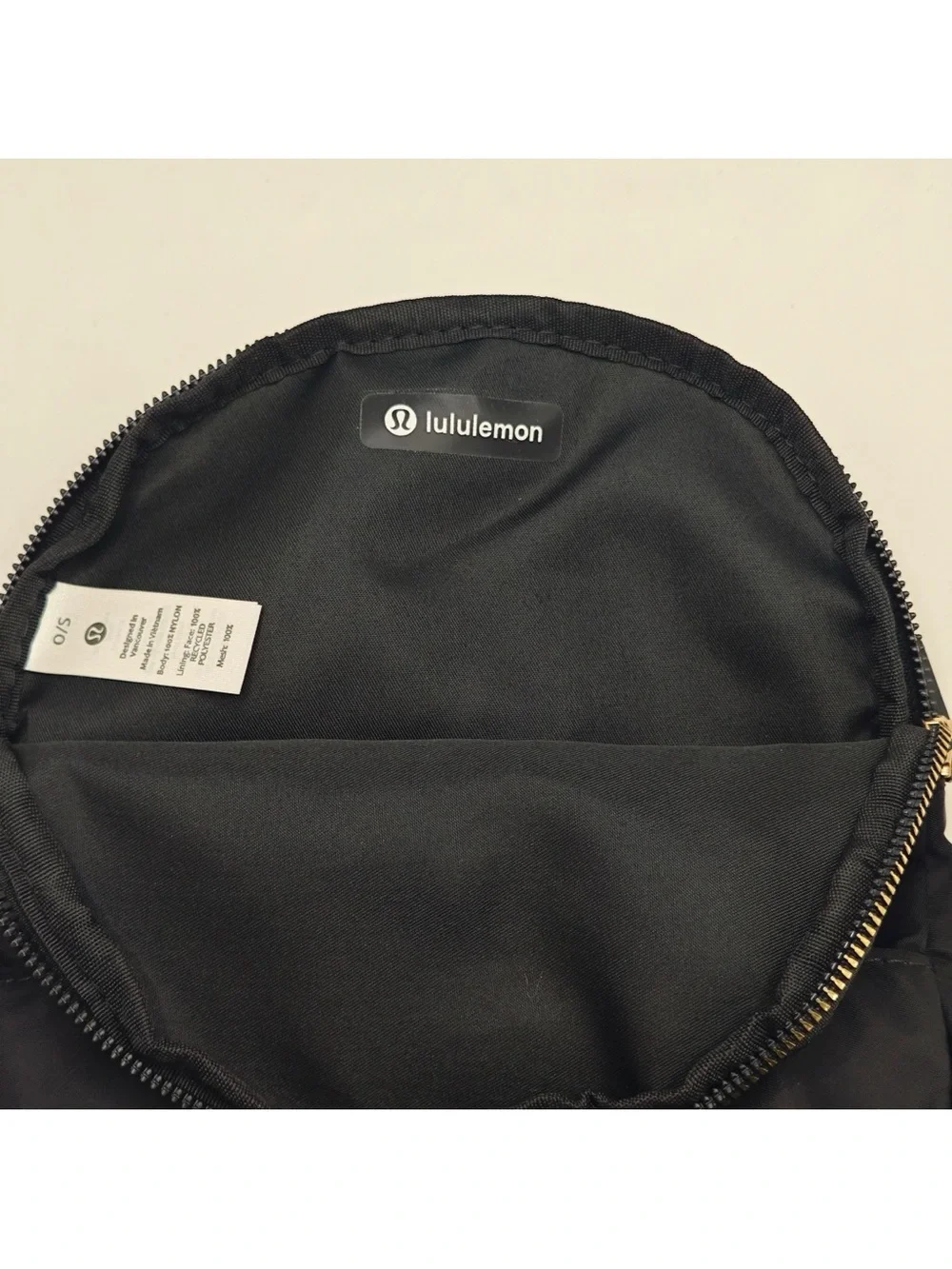 lululemon athletica Black Crossbody Waist Pouch with Gold Hardware